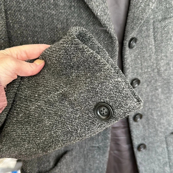 MaxMara Weekend Coat Wool Blend Grey Career Lightweight Mid Length, Size 10 - Picture 15 of 16